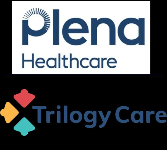 Plena Health Care and Trilogy Care logos side by side