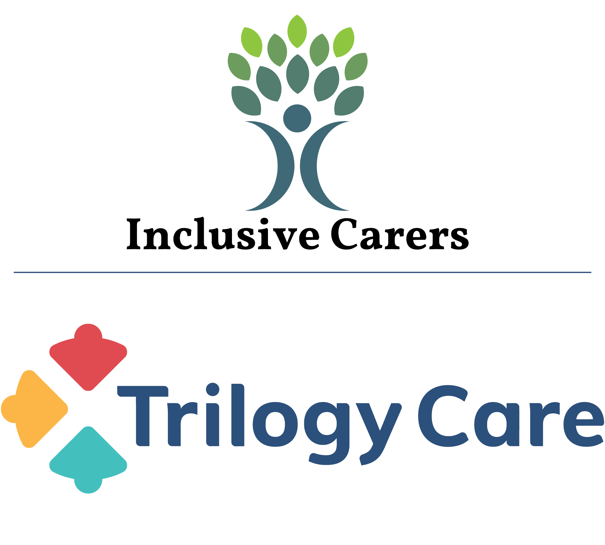 Inclusive Carers and Trilogy Care logos side by side