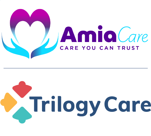 Amia Care and Trilogy Care logos side by side