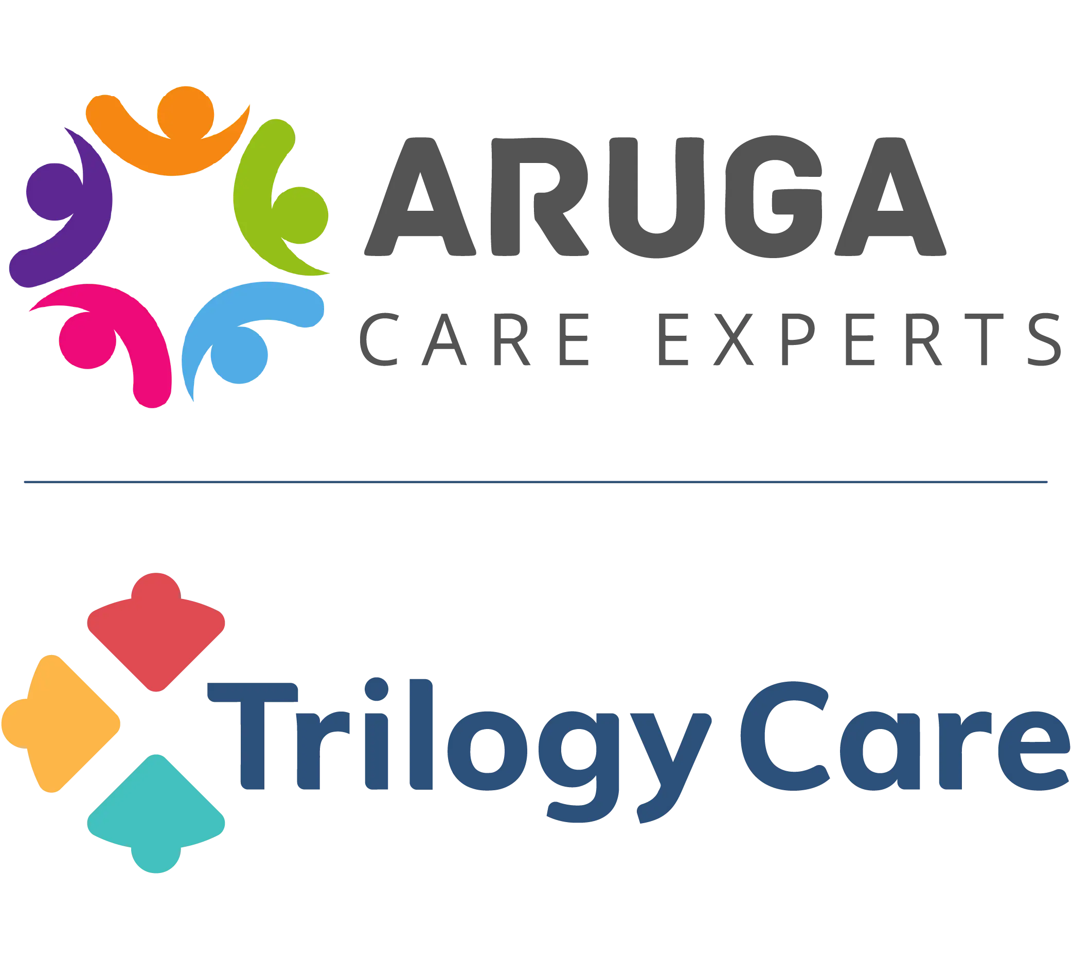Aruga and Trilogy Care logos side by side