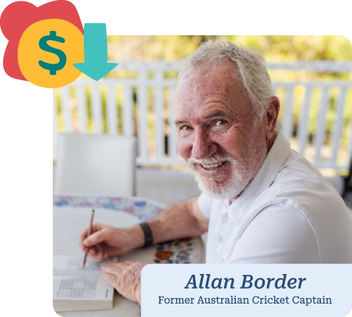 Allan Border smiling in his backyard, former Australian cricket captain enjoying a relaxed outdoor moment.