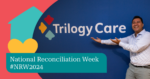 Trilogy Care employee celebrating National Reconciliation Week 2024 with the hashtag #NRW2024.