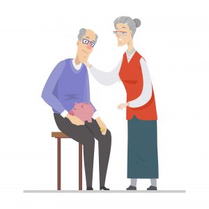 Senior people having financial problems - flat design style illustration